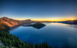 Lake mountains sunset trees reflection - tree and mountains free wallpaper for desktop