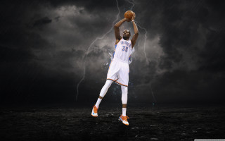 Man white uniform basketball storm - a basketball in the air free wallpaper