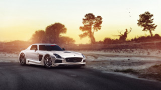 White sports car sunset nature - in the foreground free wallpaper for desktop