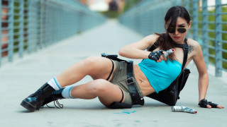 Ada gladys killins cosplay sitting - a blue top free wallpaper