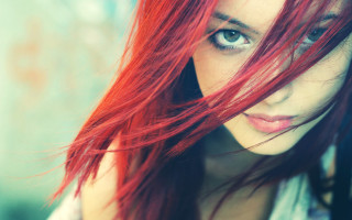 Red haired woman blue eyes 17 - the camera free wallpaper for desktop