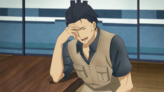 Man sitting table hand head 2 - a man sitting free wallpaper