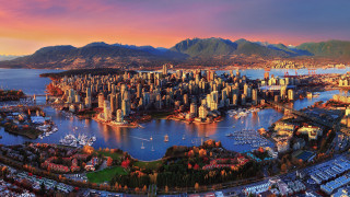 City mountains water boats skyline - vancouver school free wallpaper