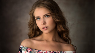 Woman long hair floral dress - free portrait wallpaper for desktop