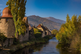 River village mountains autumn tiltshift - a small village free wallpaper