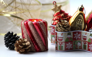 Candle christmas decoration gold pine - other item free wallpaper