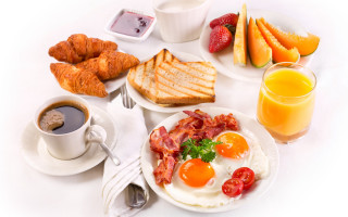 Breakfast eggs toast fruit coffee 2 - fruit free wallpaper for desktop