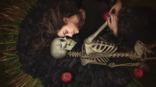Gothic fantasy woman skeleton apple - dark fantasy art free wallpaper