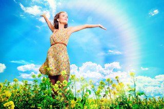 Woman flower field sunbeam summer - daphne mcclure free wallpaper for desktop