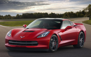 Red sports car forest curved - a cloudy sky free wallpaper for desktop