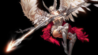Angelic woman sword wings dark - dark fantasy art free wallpaper