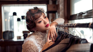 Woman dress veil clothes fashion - chen jiru free wallpaper