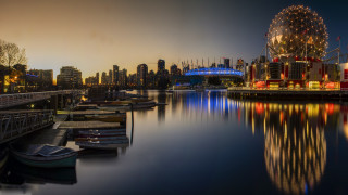 Vancouver ferriswheel cityscape night water - vancouver school free wallpaper