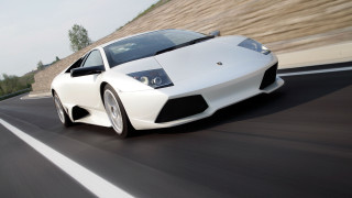 White sports car driving wood - free cars wallpaper