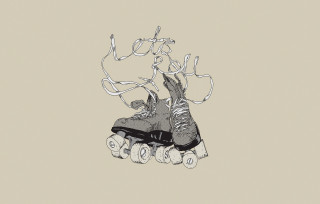 Skates deer love kitsch silkscreen - illustration free wallpaper