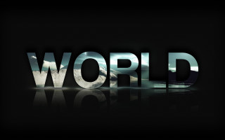World dark reflection sky 3d - typographic free wallpaper for desktop