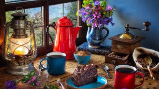 Table cake coffee vase lamp - coffee free wallpaper