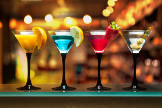 Colored drinks bokeh 3d rendering - product photography free wallpaper