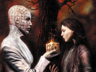 Man box woman candle white - a painting of a man holding free wallpaper