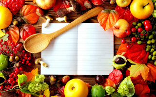 Notebook autumn fruits vegetables wooden - a wooden spoon free wallpaper for desktop