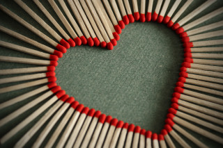 Heart matchstick love 3d render - a red border free wallpaper for desktop