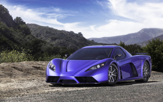 Purple sports car mountain road 2 - a purple sports car free wallpaper