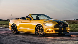 Yellow mustang convertible road field 2 - convertible free wallpaper for desktop