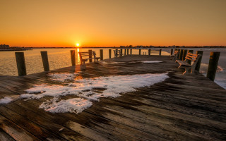 Wooden dock sunset snow water - a wooden dock free wallpaper
