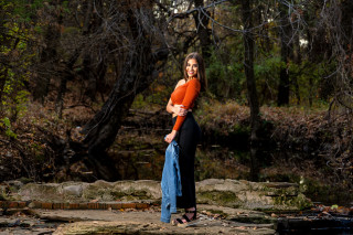 Woman forest rock river fashion - the rock free wallpaper