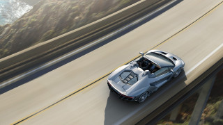 Silver sports car bridge forest - ultra high detail free wallpaper for desktop