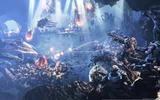 City snow underwater fantasy scene - a video game scene free wallpaper