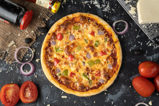 Pizza toppings tomatoes onions wine - a pizza free wallpaper for desktop