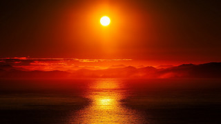 Sunset mountains water orange sky - douglas robertson bisset free wallpaper