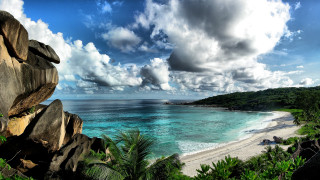 Andor bay rock ocean clouds - a few cloud free wallpaper for desktop