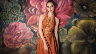 Woman dress flower painting artnouveau - a painting of flowers free wallpaper