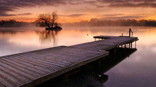 Lake dock boat sunset tree - andrew geddes free wallpaper for desktop