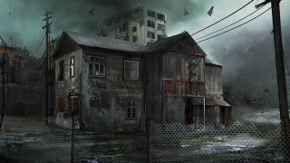 House city birds fence realism - grim free wallpaper