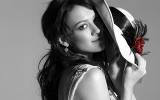 Woman hat rose blackwhite promotional - araceli gilbert free wallpaper