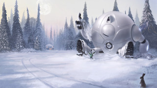Robot snowy forest rabbit man - alejandro burdisio free wallpaper