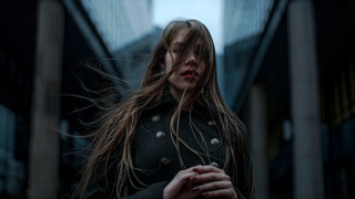 Woman long hair dark alley - elsa bleda free wallpaper