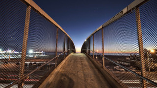 Walkway fence ship moon night 2 - a walkway free wallpaper