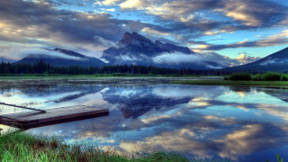 Lake mountains dock clouds sky - douglas robertson bisset free wallpaper