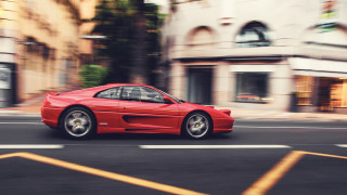 Red sports car clocktower street - a street next free wallpaper