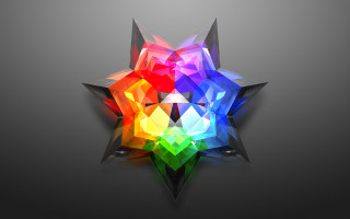 Multicolored star 3d glowing crystal - the wall behind free wallpaper