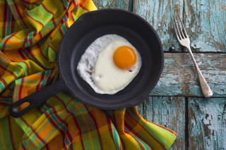 Fried egg frying pan fork - fried free wallpaper