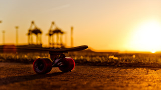 Skateboard sunset palm trees blurred - almada negreiro free wallpaper