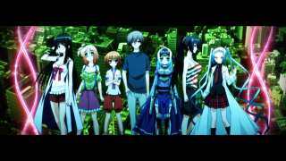 Anime characters cityscape neon lights - a cityscape free wallpaper