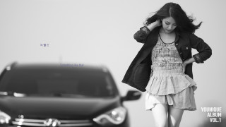 Woman walking street car black - a woman in the background free wallpaper