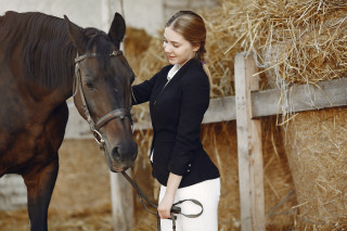 Woman horse stable hay neoclassic - its head free wallpaper
