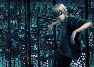 Boy fence cityscape night gothic - a boy free wallpaper